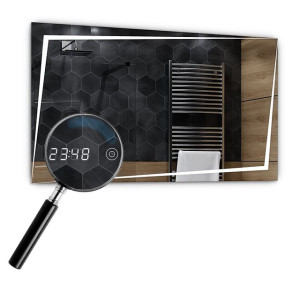 Lustro LED 110x90cm - Zegarek Dotykowy LED Berlin