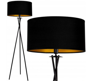 LAMPA STOJĄCA PODŁOGOWA BLACK CZARNA złota trójnóg