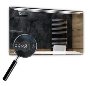 Lustro z LED 110x80 cm - Birma - Zegarek Dotykowy