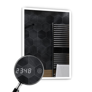Lustro LED 100x130cm - Zegarek Dotykowy LED Boston