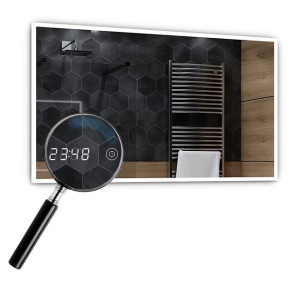 Lustro LED 140x80cm - Zegarek Dotykowy LED Boston