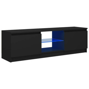 Szafka pod TV z oświetleniem LED, czarna, 120 x 30 x 35,5 cm