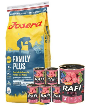 JOSERA Family Plus 15kg + Rafi junior z cielęciną 6x400g