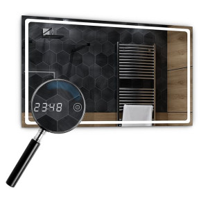 Lustro LED 160x80cm - Zegarek Dotykowy LED Houston
