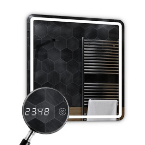 Lustro LED 100x100cm - Zegarek Dotykowy LED Madrit