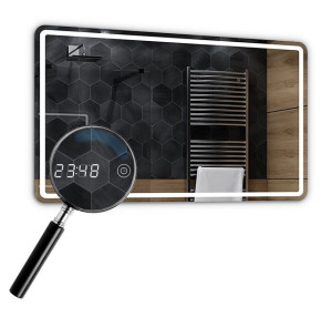 Lustro LED 170x100cm - Zegarek Dotykowy LED Madrit