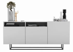 Komoda RTV do salonu, półki, loft, enjoy, 180x35x80 cm, biel, mat
