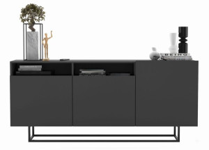 Komoda RTV do salonu, półki, loft, enjoy, 180x35x80 cm, grafit, mat