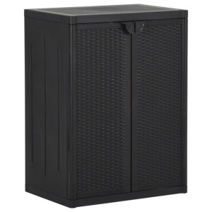 Szafka ogrodowa, czarna, 65x45x88 cm, rattan PP