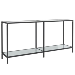 Stolik konsolowy, biały, 160x35x75,5 cm, szkło hartowane