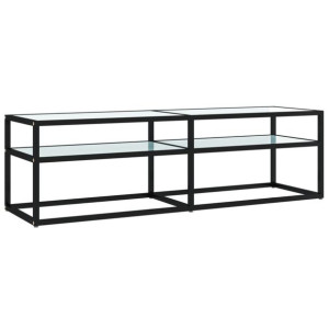 Szafka pod TV, biały marmur, 140x40x40,5 cm, szkło hartowane