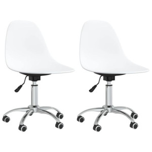 Obrotowe krzesła stołowe, 2 szt., białe, PP