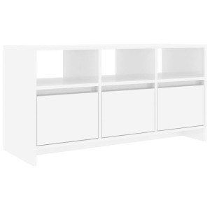 Szafka pod TV, biała na wysoki połysk, 102x37,5x52,5 cm, płyta