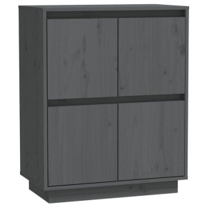 Szafka, szara, 60 x 34 x 75 cm, lite drewno sosnowe