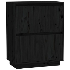 Szafka, czarna, 60 x 34 x 75 cm, lite drewno sosnowe