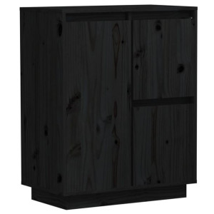 Szafka, czarna, 60 x 34 x 75 cm, lite drewno sosnowe