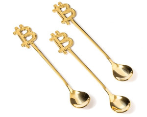 Łyżeczki 3szt do herbaty kawy Kryptowaluty Bitcoin
