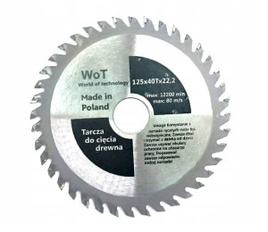 Tarcza Widiowa Do Cięcia Drewna 125 Wot 22,2 40t