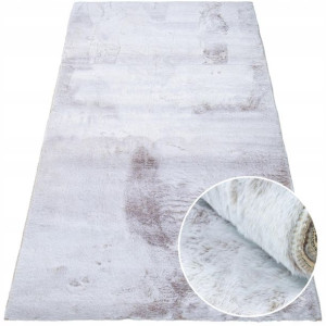 Miękki pluszowy dywan plusz 60x120 wysoki włos Jasny Beż