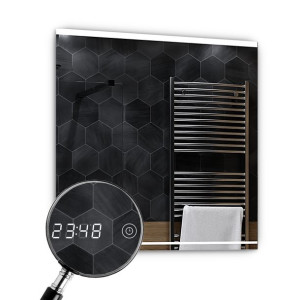 Lustro LED 100x100cm - Zegarek Dotykowy LED Seoul