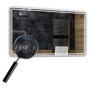 Lustro LED 120x100cm - Zegarek Dotykowy LED Wieden