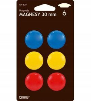 Magnesy do tablic na lodówkę 6szt kolorowe 8092