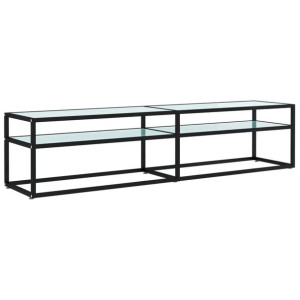Szafka pod TV, biały marmur, 180x40x40,5 cm, szkło hartowane