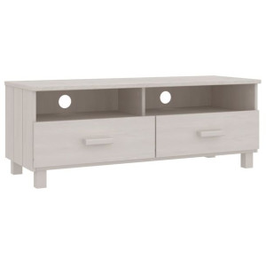 Szafka pod TV, biała, 106x40x40 cm, lite drewno sosnowe