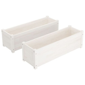 Donice ogrodowe, 2 szt., białe, 100x31x31 cm, drewno sosnowe