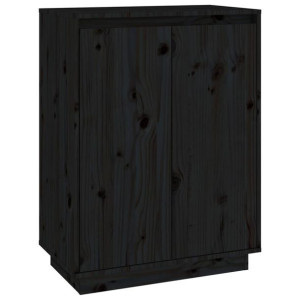 Szafka na buty, czarna, 60x35x80 cm, lite drewno sosnowe