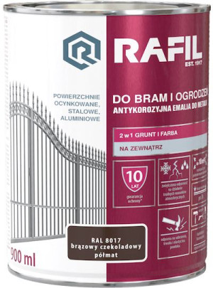 Farba Rafil Brama Ogrodzenia Półmat Ral8017 0,9l