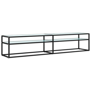 Szafka pod TV, biały marmur, 220x40x40,5 cm, szkło hartowane