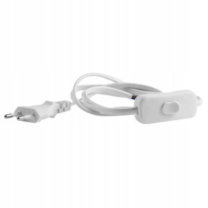 Kabel zasilający 2x0,75 z włącznikiem biały
