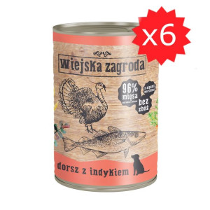 Wiejska Zagroda Mokra Dorsz z Indykiem 6x400g