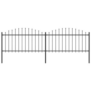 Panele ogrodzeniowe z grotami, stal, (1,25-1,5) x 3,4 m, czarne
