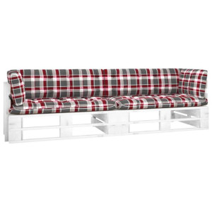 Sofa 2-osobowa z palet, z poduszkami, biała, drewn