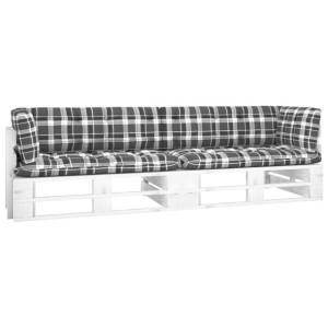 Sofa 2-osobowa z palet, z poduszkami, biała, drewn