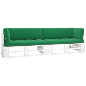 Sofa 2-osobowa z palet, z poduszkami, biała, drewn