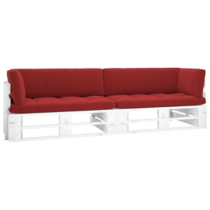 Sofa 2-osobowa z palet, z poduszkami, biała, drewn