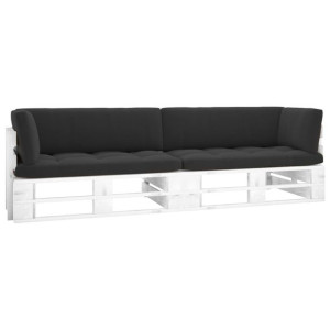 Sofa 2-osobowa z palet, z poduszkami, biała, drewn