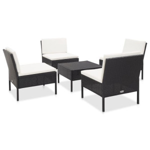 5-częściowa sofa ogrodowa z poduszkami, rattan PE,