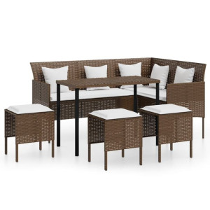 5-cz. zestaw wypoczynkowy do ogrodu, rattan PE, br