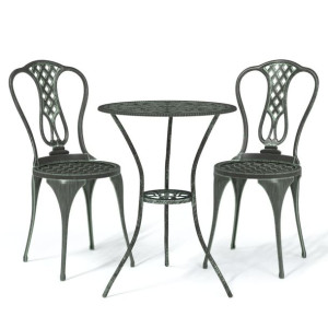 3-cz. zestaw mebli bistro ze stopu aluminium, ziel