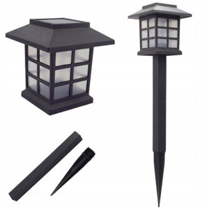 Lampa solarna LED ogrodowa wbijana czarna lampion