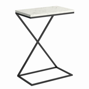 Nadstawka LUGO X Stolik Pomocniczy Marmur Jasny Biały LOFT Styl Industrialn