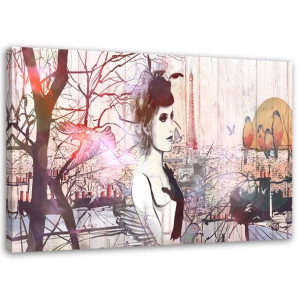OBRAZ NA PŁÓTNIE Kobieta Pastelowy Vintage 100x70