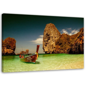 OBRAZ NA PŁÓTNIE Tropikalna Plaża i Góry 120x80