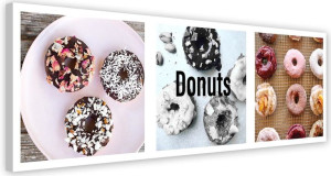 OBRAZ NA PŁÓTNIE Zestaw Donuty Kolorowe Pączki 120x40