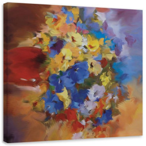 OBRAZ NA PŁÓTNIE Kwiaty Bukiet Olejny 60x60
