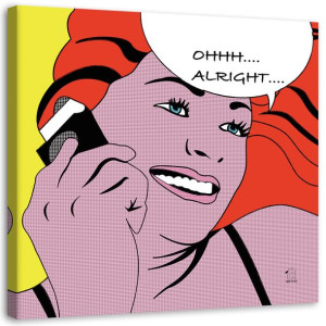 OBRAZ NA PŁÓTNIE Pop Art Kobieta Telefon 40x40